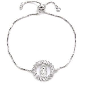 Virgin Mary Cubic Zirconia Silver Religious Bracelet